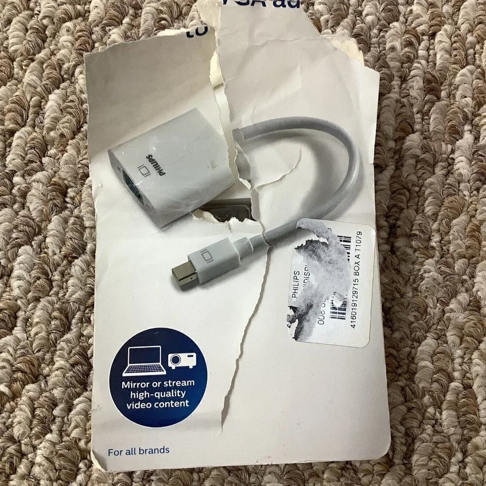 NEW Philips Mini Display Port to VGA  Monitor Adapter for Windows7and up and Mac